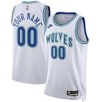 Minnesota Timberwolves Custom White Classic Icon Heat Press Jersey