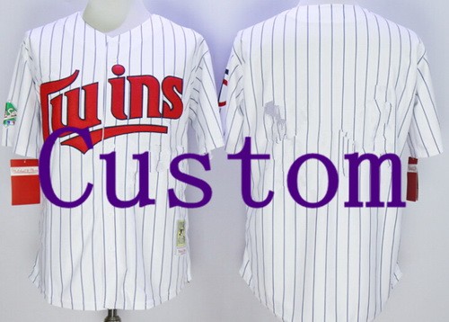 Minnesota Twins Customized White Stripes 1991 Throwback Jersey