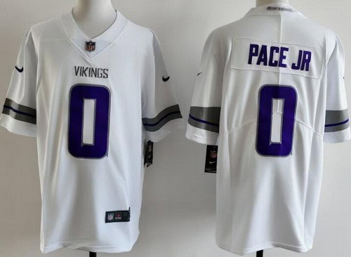 Minnesota Vikings #0 Ivan Pace Jr Limited White Alternate Vapor Jersey