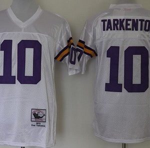 Minnesota Vikings #10 Fran Tarkenton White 1975 Throwback Jersey