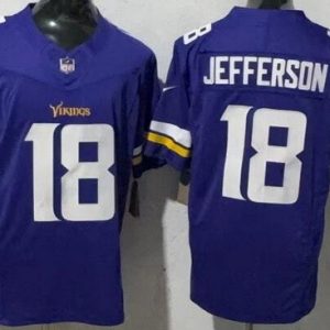 Minnesota Vikings #18 Justin Jefferson Limited Purple 2025 Captain Patch FUSE Vapor Jersey