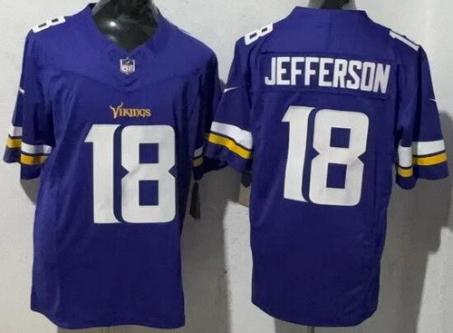 Minnesota Vikings #18 Justin Jefferson Limited Purple 2025 Captain Patch FUSE Vapor Jersey
