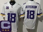 Minnesota Vikings #18 Justin Jefferson Limited White 2025 Captain Patch FUSE Vapor Jersey