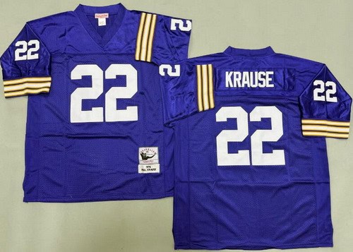 Minnesota Vikings #22 Paul Krause Purple 1975 Throwback Jersey