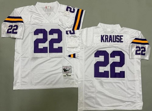 Minnesota Vikings #22 Paul Krause White 1975 Throwback Jersey