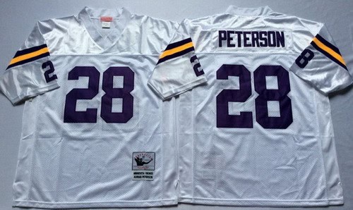 Minnesota Vikings #28 Adrian Peterson White Throwback Jersey
