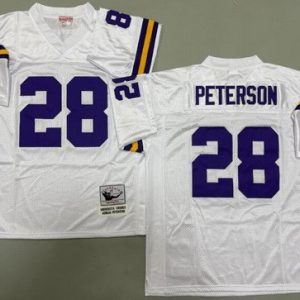 Minnesota Vikings #28 Adrian Peterson White Throwback Jersey