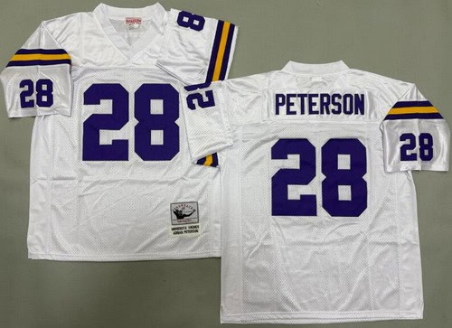 Minnesota Vikings #28 Adrian Peterson White Throwback Jersey