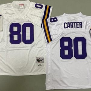 Minnesota Vikings #80 Cris Carter White 1995 Throwback Jersey