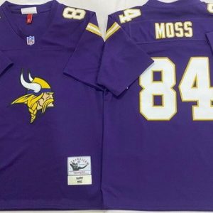 Minnesota Vikings #84 Randy Moss Purple Big Logo Throwback Jersey