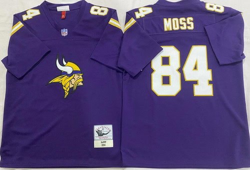 Minnesota Vikings #84 Randy Moss Purple Big Logo Throwback Jersey