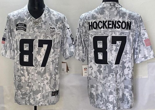 Minnesota Vikings #87 TJ Hockenson Limited Arctic Camo 2024 Salute to Service Jersey