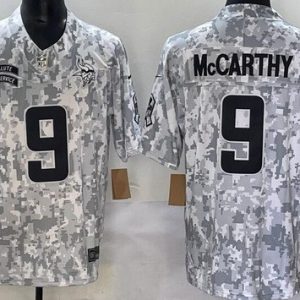 Minnesota Vikings #9 JJ McCarthy Limited Arctic Camo 2024 Salute to Service Jersey