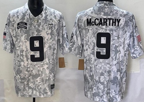 Minnesota Vikings #9 JJ McCarthy Limited Arctic Camo 2024 Salute to Service Jersey