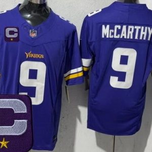 Minnesota Vikings #9 JJ McCarthy Limited Purple 2025 Captain Patch FUSE Vapor Jersey