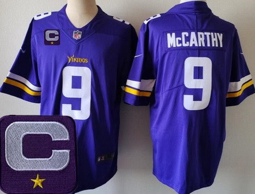 Minnesota Vikings #9 JJ McCarthy Limited Purple 2025 Captain Patch Vapor Jersey
