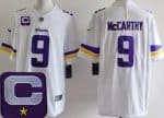 Minnesota Vikings #9 JJ McCarthy Limited White 2025 Captain Patch Vapor Jersey