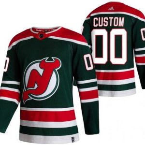 New Jersey Devils Customized Green 2021 Reverse Retro Authentic Jersey
