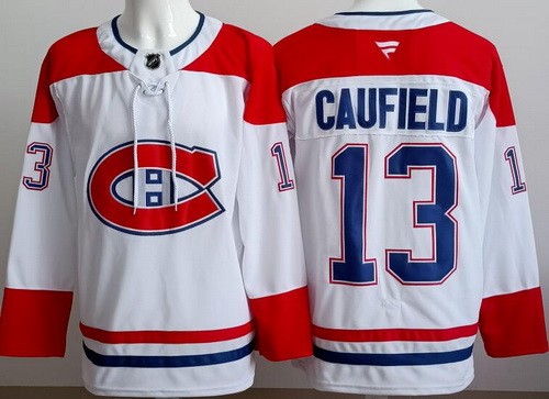 Montreal Canadiens #13 Cole Caufield White Authentic Jersey