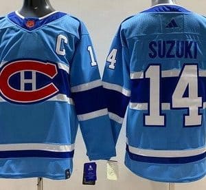 Montreal Canadiens #14 Nick Suzuki Light Blue 2022 Reverse Retro Authentic Jersey