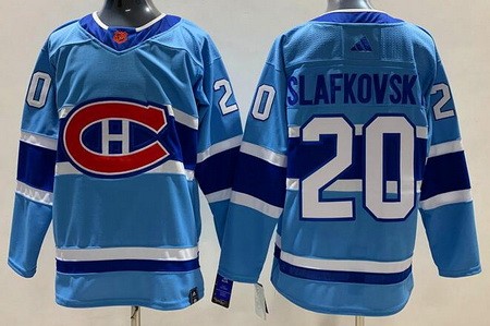 Montreal Canadiens #20 Juraj Slafkovsky Light Blue 2022 Reverse Retro Authentic Jersey
