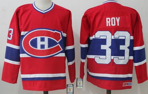 Montreal Canadiens #33 Patrick Roy Red Throwback Jersey
