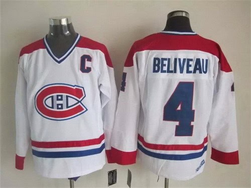 Montreal Canadiens #4 Jean Beliveau White Retro Jersey