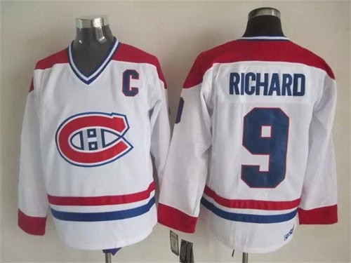 Montreal Canadiens #9 Maurice Richard White Retro Jersey