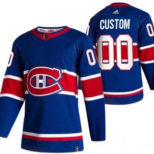 Montreal Canadiens Customized Blue 2021 Reverse Retro Authentic Jersey