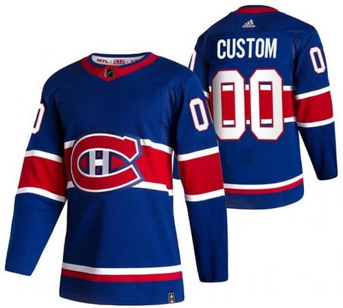 Montreal Canadiens Customized Blue 2021 Reverse Retro Authentic Jersey