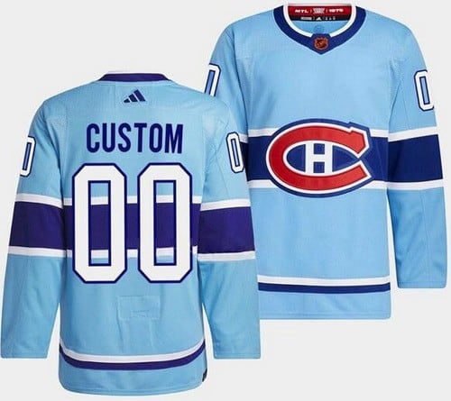 Montreal Canadiens Customized Light Blue 2022 Reverse Retro Authentic Jersey