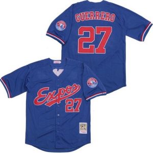 Montreal Expos #27 Vladimir Guerrero Blue Throwback Jersey
