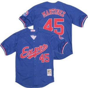 Montreal Expos #45 Pedro Martinez Blue Throwback Jersey
