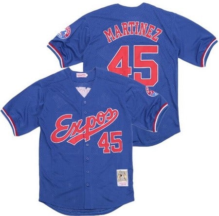 Montreal Expos #45 Pedro Martinez Blue Throwback Jersey