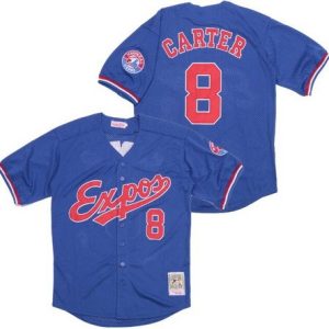 Montreal Expos #8 Gary Carter Blue Throwback Jersey