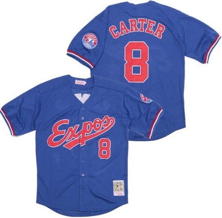 Montreal Expos #8 Gary Carter Blue Throwback Jersey