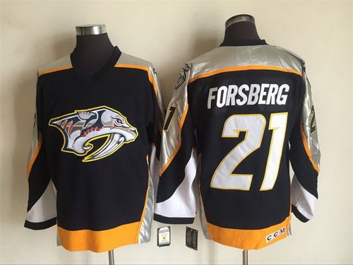 Nashville Predators #21 Filip Forsberg Black Throwback Jersey