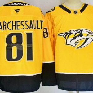 Nashville Predators #81 Jonathan Marchessault Yellow Authentic Jersey