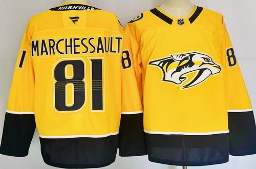 Nashville Predators #81 Jonathan Marchessault Yellow Authentic Jersey