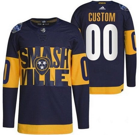 Nashville Predators Customized Navy 2022 Stadium Series Authentic Jersey