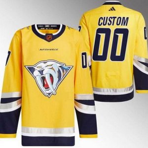 Nashville Predators Customized Yellow 2022 Reverse Retro Authentic Jersey