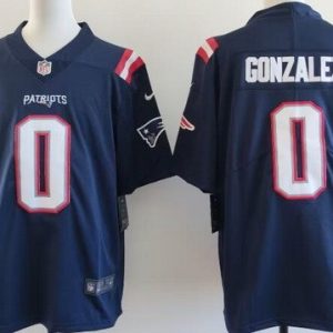 New England Patriots #0 Christian Gonzalez Limited Navy Vapor Jersey