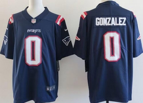 New England Patriots #0 Christian Gonzalez Limited Navy Vapor Jersey