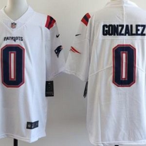 New England Patriots #0 Christian Gonzalez Limited White Vapor Jersey