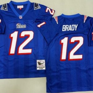 New England Patriots #12 Tom Brady Blue Throwback Jersey