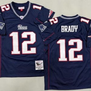 New England Patriots #12 Tom Brady Navy Throwback Jersey