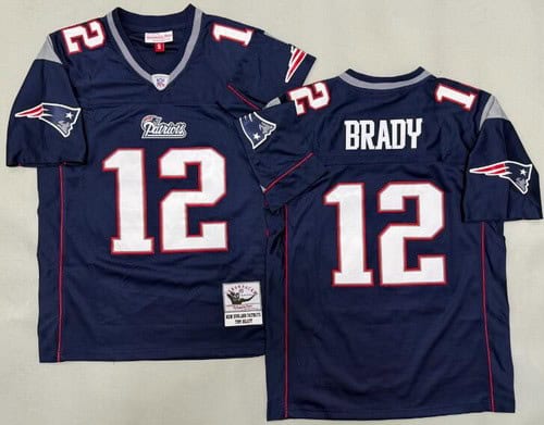 New England Patriots #12 Tom Brady Navy Throwback Jersey