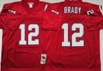 New England Patriots #12 Tom Brady Red Throwback Jersey