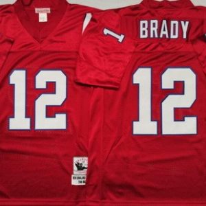 New England Patriots #12 Tom Brady Red Throwback Jersey