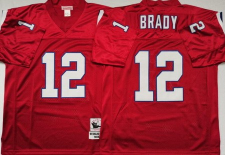 New England Patriots #12 Tom Brady Red Throwback Jersey
